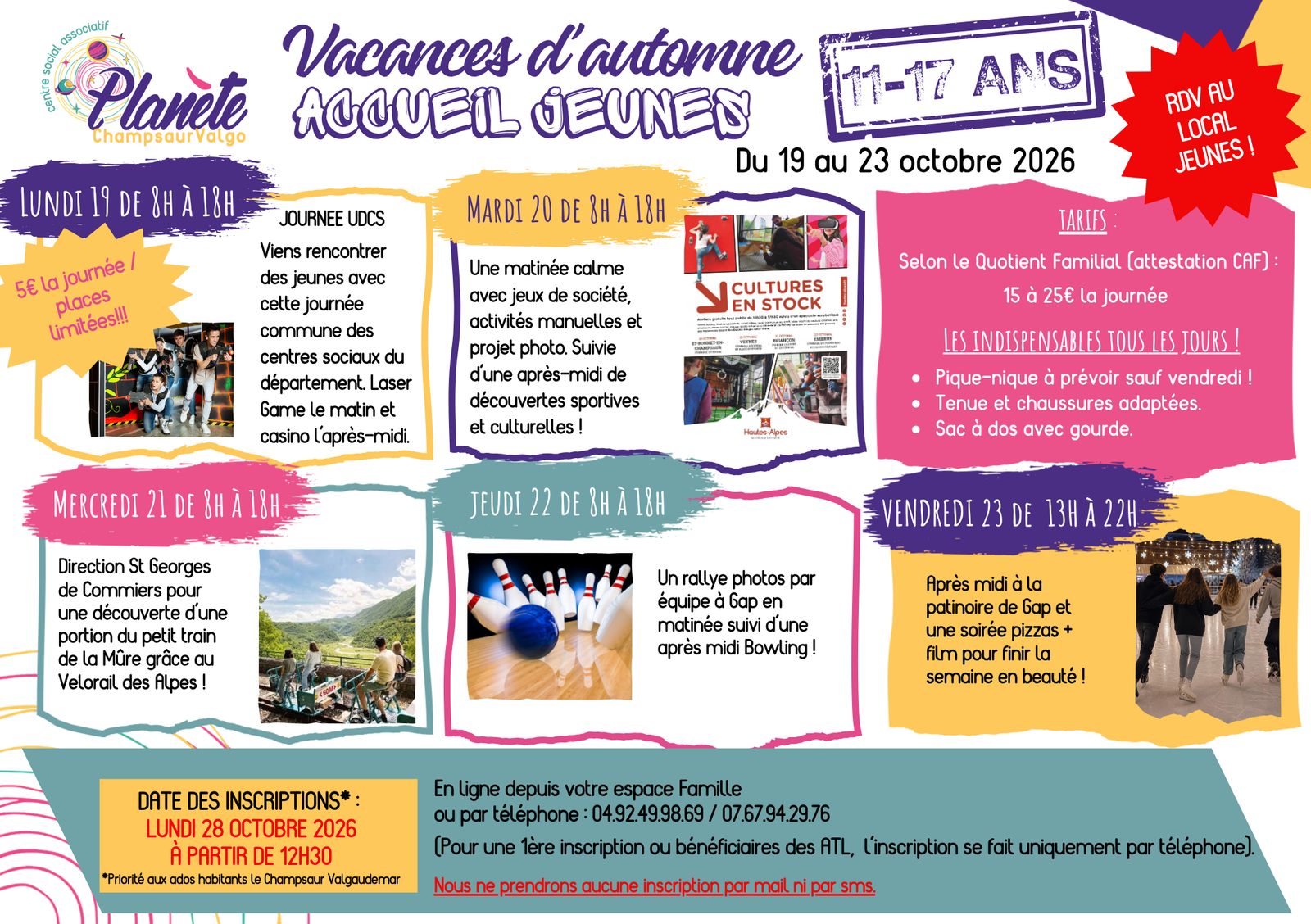 Visuel du planning complet du Local Jeunes